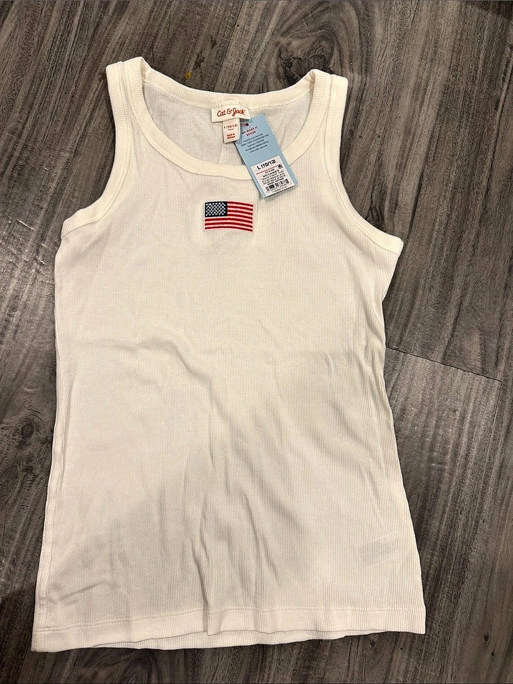 Cat & Jack Ribbed Tank Top with American Flag Patch Ribbed American Flag Patch